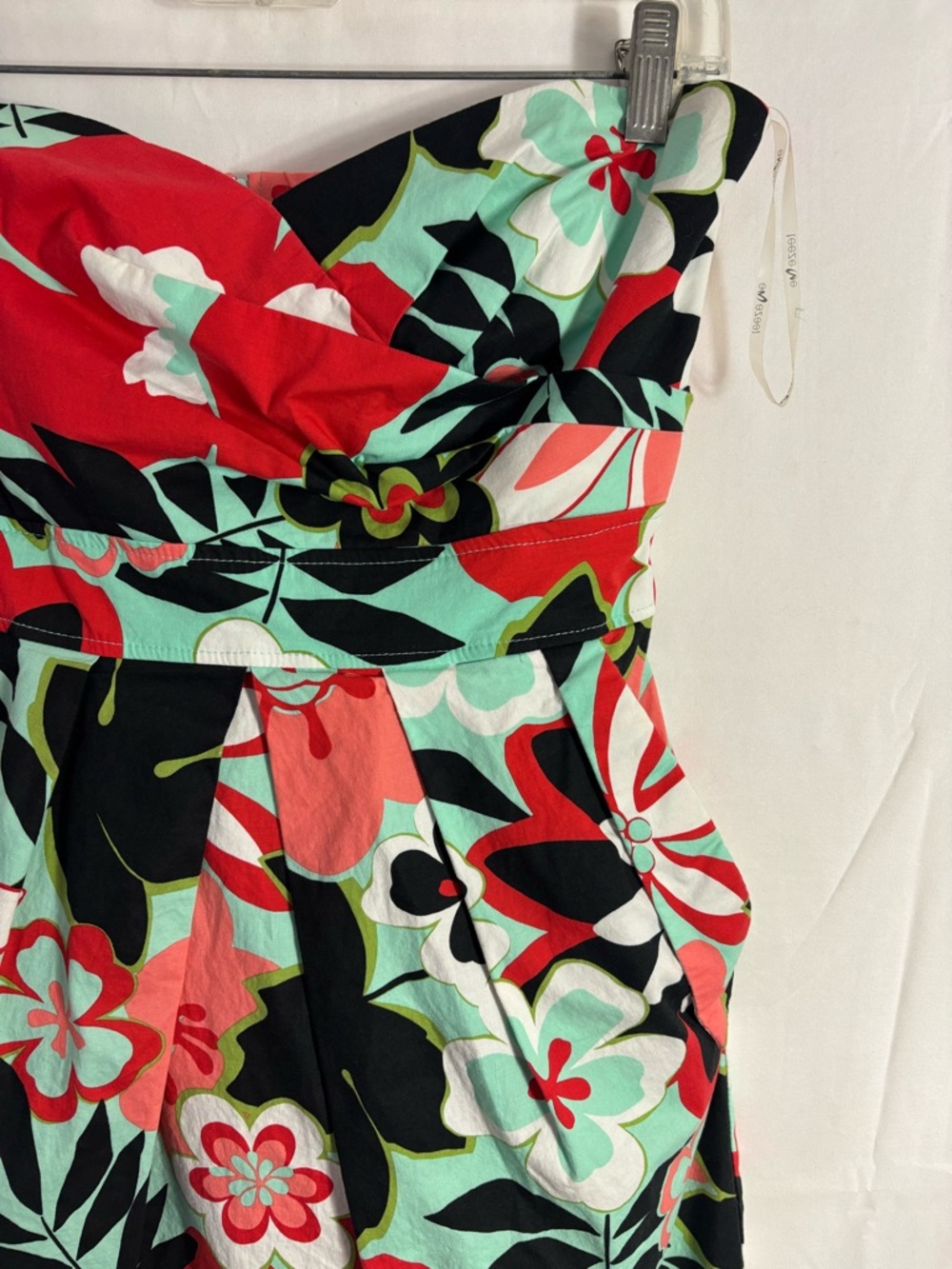 Floral Tropical Boho Vacation Strapless Tie-Waist‎ Mini Dress Size M - Picture 6 of 11